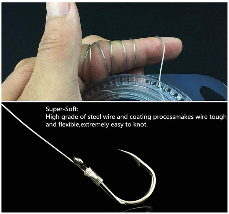Mimilure Wire Fishing Line Steel Leader: 50lb Test Knottable Fishing Leader Making for Saltwater Rigging - 32.8ft Nylon Coated 7 Strands Silver String Wire with 20pcs Sleeves - Image 5